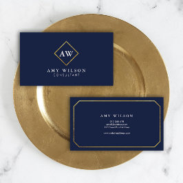 Elegant Professional Monogram blauw Visitekaartje