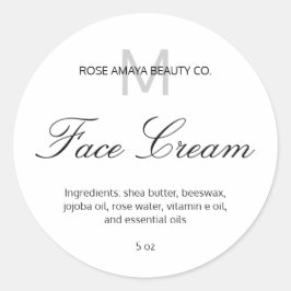 Elegant Professional Monogram Cosmetic Spa Beauty Ronde Sticker