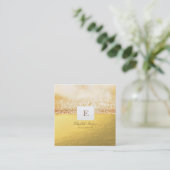 Elegant Professional Monogram Gold Glitter Bokeh Vierkante Visitekaartje (Staand voorkant)