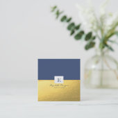 Elegant Professional Monogram Gold Vierkante Visitekaartje (Staand voorkant)