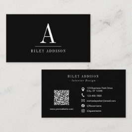 Elegant Professional Monogram Minimalist Black  Visitekaartje