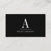 Elegant Professional Monogram Minimalist Black  Visitekaartje (Voorkant)