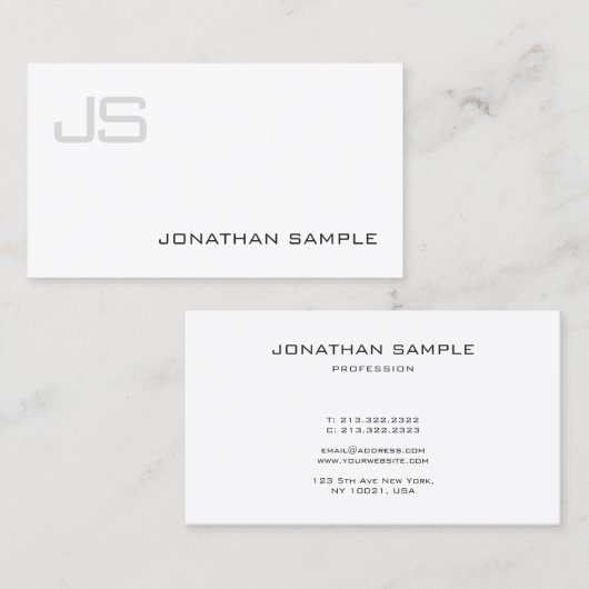 Elegant Professional Monogram Minimalist Plain Visitekaartje (Voorkant / Achterkant)