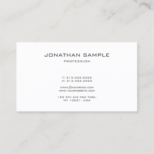 Elegant Professional Monogram Minimalist Plain Visitekaartje (Achterkant)
