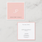 Elegant Professional Monogram Modern Blush Pink Vierkante Visitekaartje (Voorkant / Achterkant)
