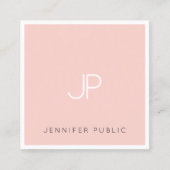 Elegant Professional Monogram Modern Blush Pink Vierkante Visitekaartje (Voorkant)