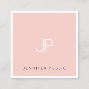 Elegant Professional Monogram Modern Blush Pink Vierkante Visitekaartje