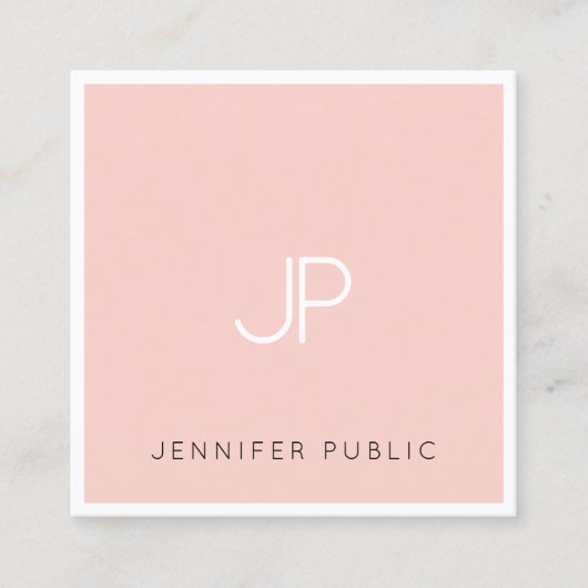 Elegant Professional Monogram Modern Blush Pink Vierkante Visitekaartje (Voorkant)