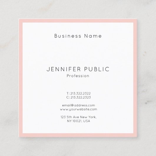 Elegant Professional Monogram Modern Blush Pink Vierkante Visitekaartje (Achterkant)