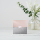 Elegant Professional Monogram Silver Vierkante Visitekaartje (Staand voorkant)