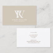 Elegant Professional Monogram White beige Visitekaartje (Voorkant / Achterkant)