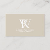 Elegant Professional Monogram White beige Visitekaartje (Voorkant)