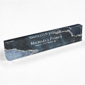 Elegant Professional Navy Blue Silver Agate Geode Naambordje