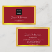 Elegant Professional omgeven Logo Red White Golden Visitekaartje (Voorkant / Achterkant)