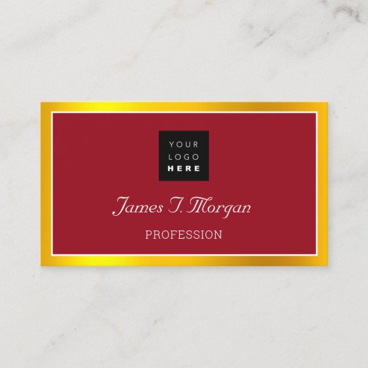 Elegant Professional omgeven Logo Red White Golden Visitekaartje (Voorkant)