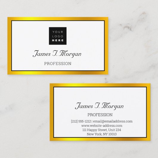 Elegant Professional omhuld zwart-wit Logo Visitekaartje (Voorkant / Achterkant)