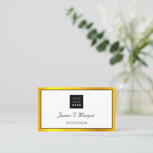 Elegant Professional omhuld zwart-wit Logo Visitekaartje (Staand voorkant)