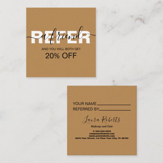 Elegant Professional Oranje Terracotta Boho Refer Aanbevelingskaartje (Voorkant / Achterkant)
