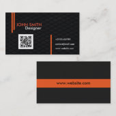 Elegant Professional Oranje zwarte koolstof Visitekaartje (Voorkant / Achterkant)