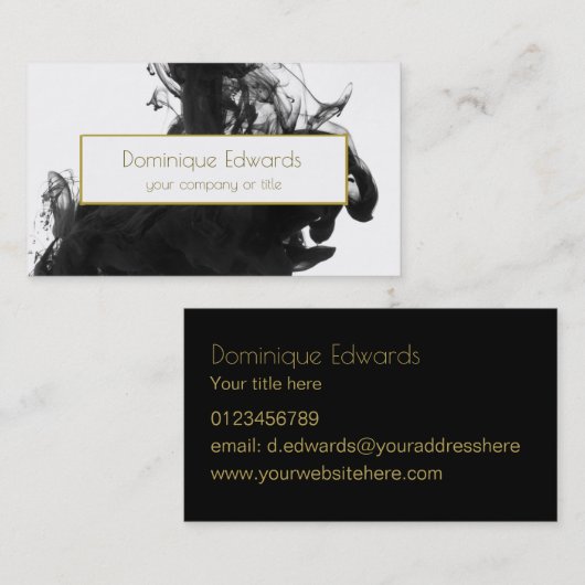 Elegant Professional Personal Black Ink Gold Visitekaartje (Voorkant / Achterkant)
