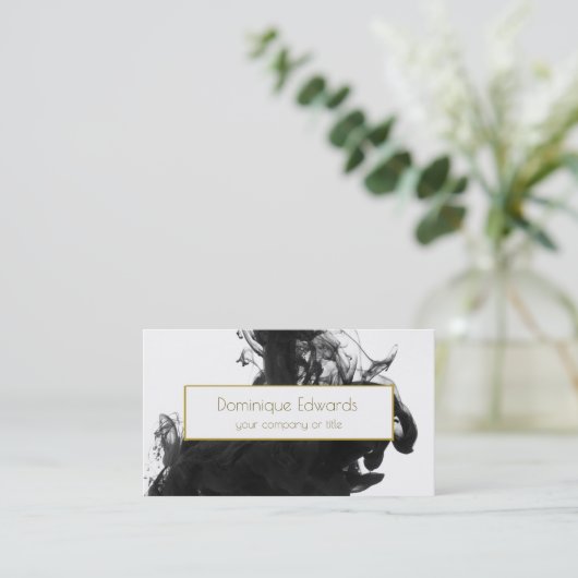 Elegant Professional Personal Black Ink Gold Visitekaartje (Staand voorkant)