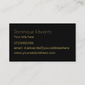 Elegant Professional Personal Black Ink Gold Visitekaartje (Achterkant)