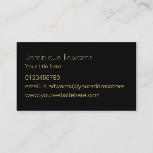 Elegant Professional Personal Black Ink Gold Visitekaartje (Achterkant)