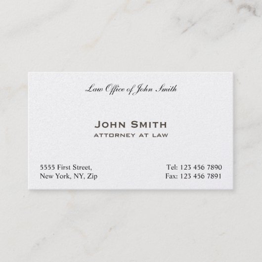 Elegant Professional Plain Attorney Law Kantoor Visitekaartje (Voorkant)
