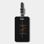 Elegant Professional Plain Black Gold Monogramed Bagagelabel (Voorkant verticaal)
