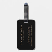 Elegant Professional Plain Black Gold Monogramed Bagagelabel (Achterkant verticaal)