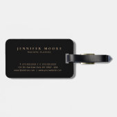Elegant Professional Plain Black Gold Monogramed Bagagelabel (Achterkant horizontaal)