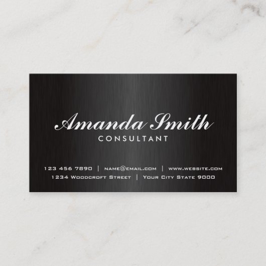Elegant Professional Plain Black Modern Metal Visitekaartje (Voorkant)