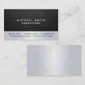 Elegant Professional Plain Black Silver Modern Visitekaartje (Voorkant / Achterkant)