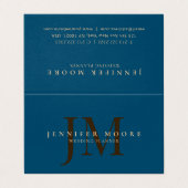 Elegant Professional Plain Blue Gold Monogram Visitekaartje (Buitenkant ongevouwen)
