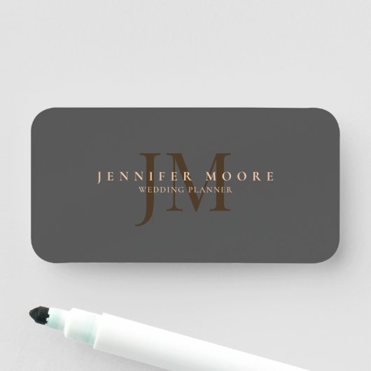 Elegant Professional Plain Grey Gold Naamplaatje (In situ)