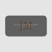 Elegant Professional Plain Grey Gold Naamplaatje (Voorkant)