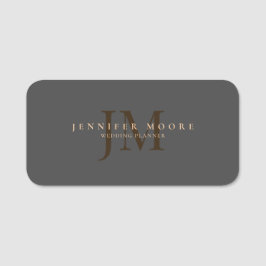Elegant Professional Plain Grey Gold Naamplaatje