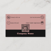 Elegant Professional QR-code zwart/roze Visitekaartje (Achterkant)