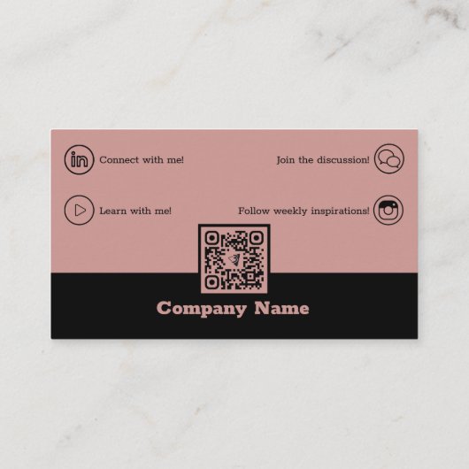 Elegant Professional QR-code zwart/roze Visitekaartje (Achterkant)