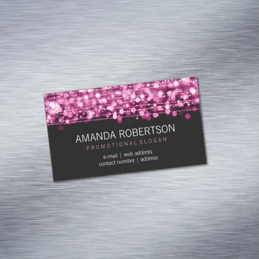 Elegant Professional Roze Lichten & Sparkles Visitekaartje Magneet (Voorbeeld)