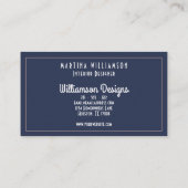 Elegant Professional Salon Interior Designer Blue Visitekaartje (Achterkant)