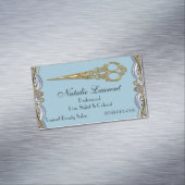 Elegant Professional Scissor Chic Blade Blue Magnetisch Visitekaartje (Voorbeeld)