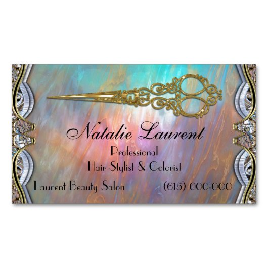 Elegant Professional Scissor Chic Blade Visitekaartje Magneet (Voorkant)