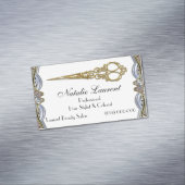 Elegant Professional Scissor Chic Blade White Magnetisch Visitekaartje (Voorbeeld)