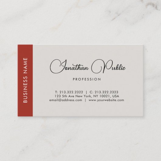 Elegant Professional Script Name Sjabloon Modern Visitekaartje (Voorkant)