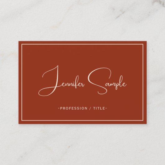 Elegant Professional Script Terracotta Euro Size Visitekaartje (Voorkant)
