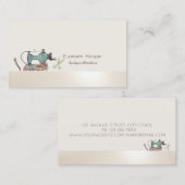 Elegant Professional Sewing Machine Scissors Cream Visitekaartje (Voorkant / Achterkant)