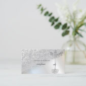 Elegant Professional Silver Bokeh Tree Women Visitekaartje (Staand voorkant)