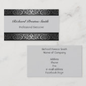 Elegant Professional Silver en Black Custom Busin Visitekaartje (Voorkant / Achterkant)