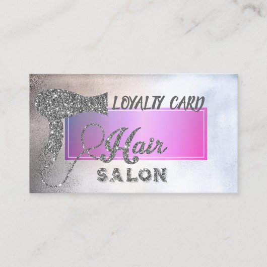 Elegant Professional Silver Hairdryer, hart Klantenkaartje (Voorkant)